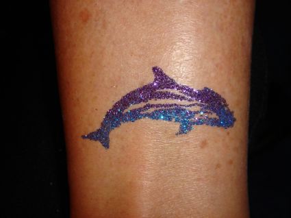 Glitter Shark Tattoo On Leg